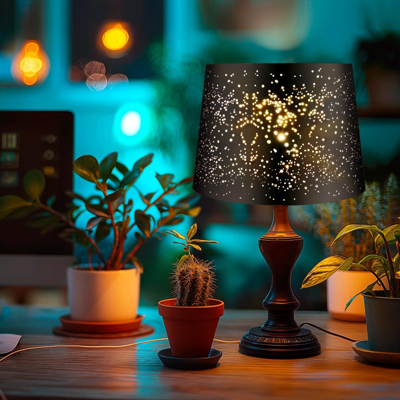 ALUCSET Metal Etching Process Large Lamp Shades, Alucset Drum Big Lampshades for Table Lamp and Floor Light, Sky Stars Design, 12x14x10 inch, Spider - Image 2